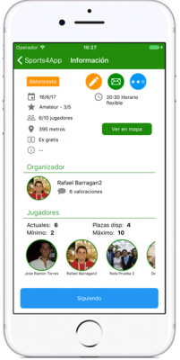 Sports4App creates an event to practice sports