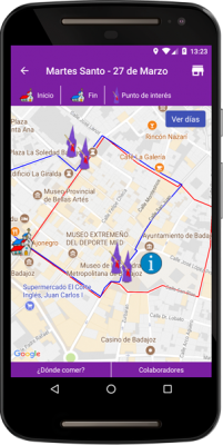 Mapa recorrido App Semana Santa Badajoz